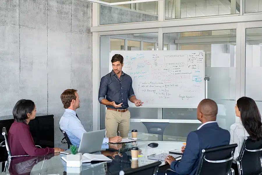team meeting whiteboard product strategy
